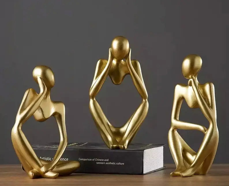 Gold Nordic Abstract Thinker Statue Ornament Croft Home Decor