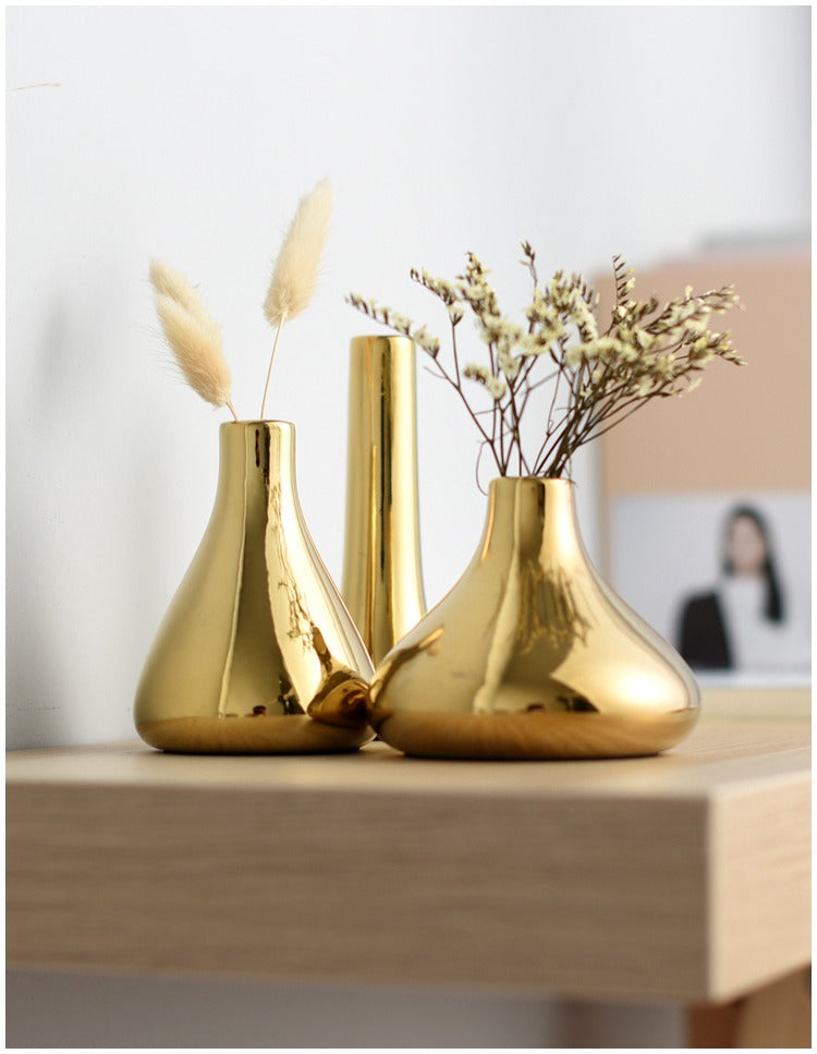 Mini Gold Electroplated Ceramic Vase