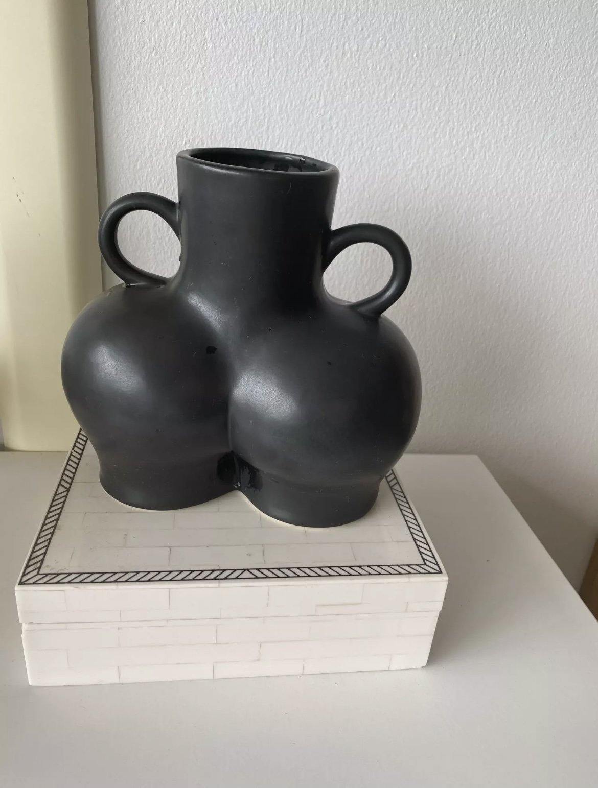 Black Thick Hip Luxury Bum Vase Croft Home Decor