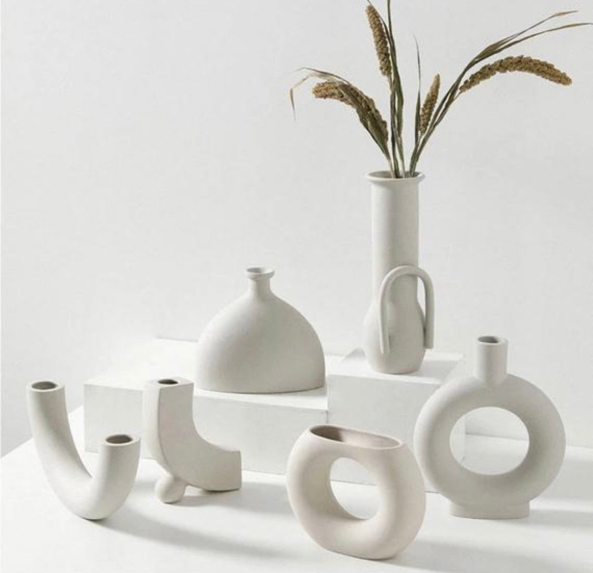 White Nordic Abstract Vases