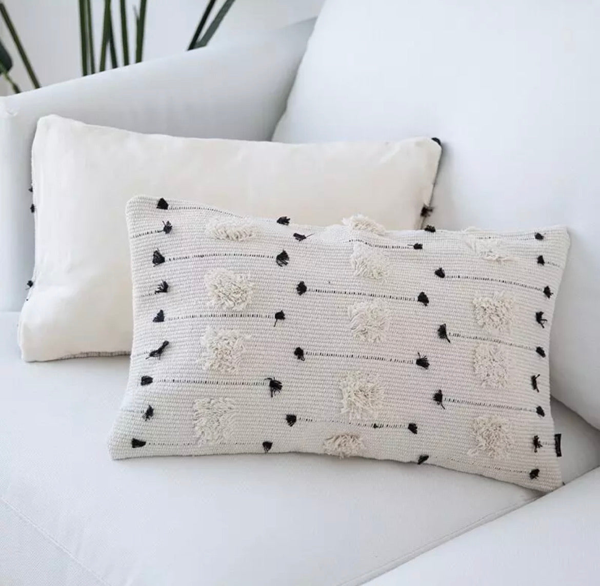 Boho Geometric Black and White Cushion Cover Croft Home Decor