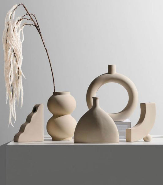 Beige Nordic Abstract Vase
