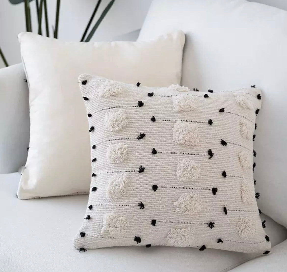 Boho Geometric Black and White Cushion Cover Croft Home Decor