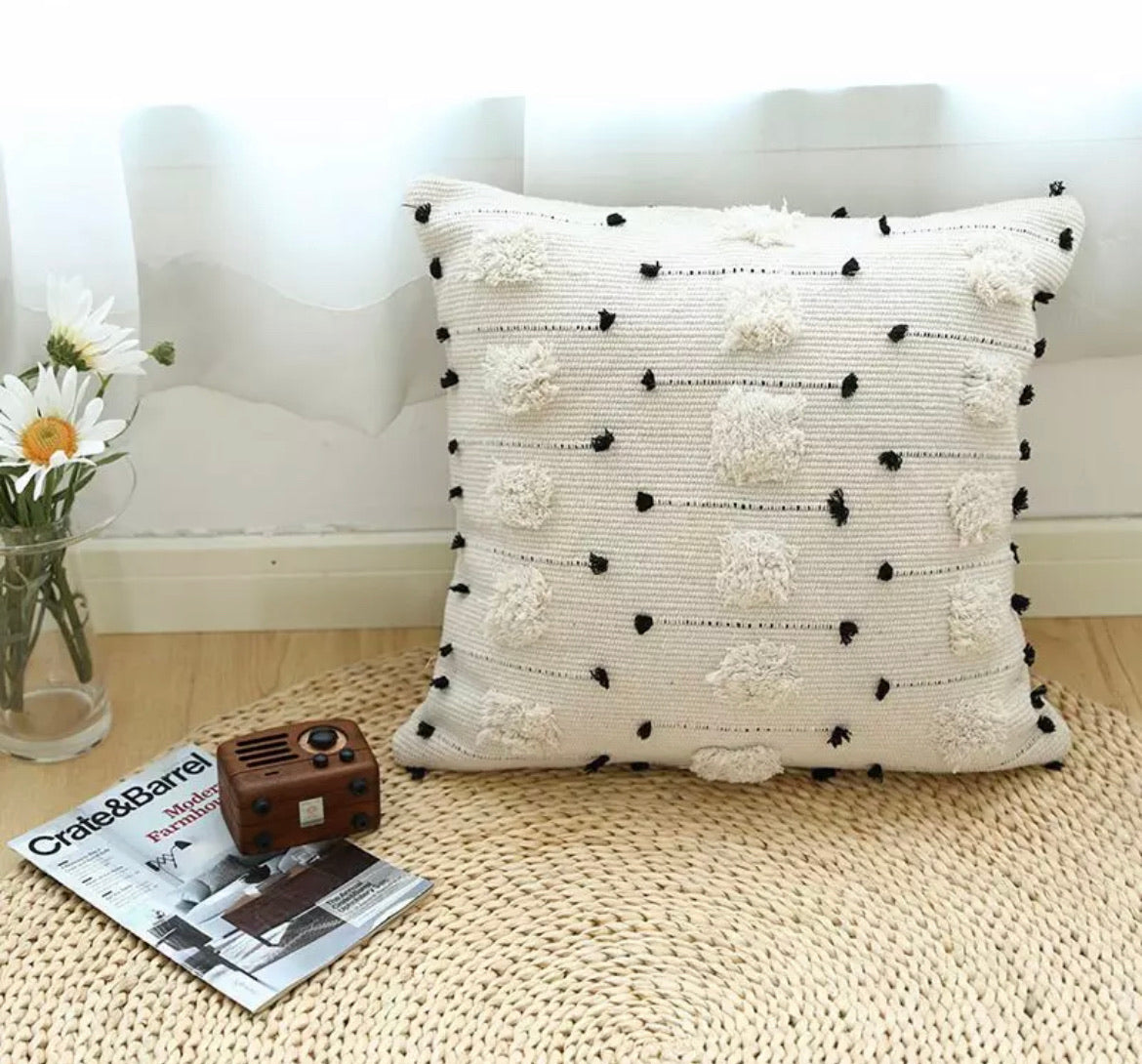 Boho Geometric Black and White Cushion Cover