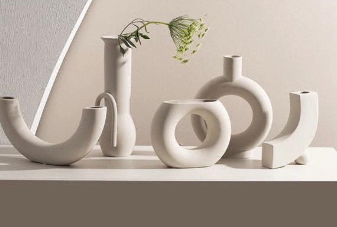 White Nordic Abstract Vases Croft Home Decor